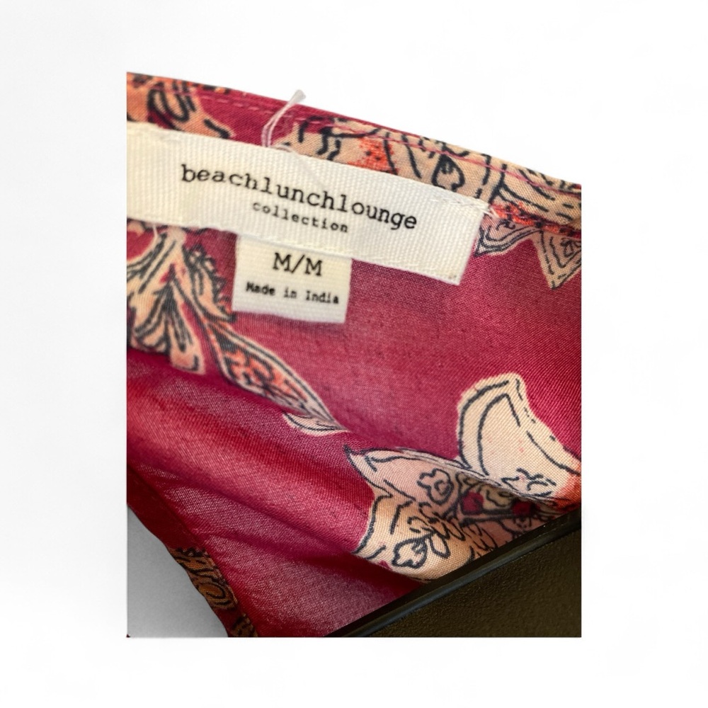 Beachlunchlounge Boho Floral Peasant Tunic Blouse Pink Multicolor Women’s M - Picture 2 of 7